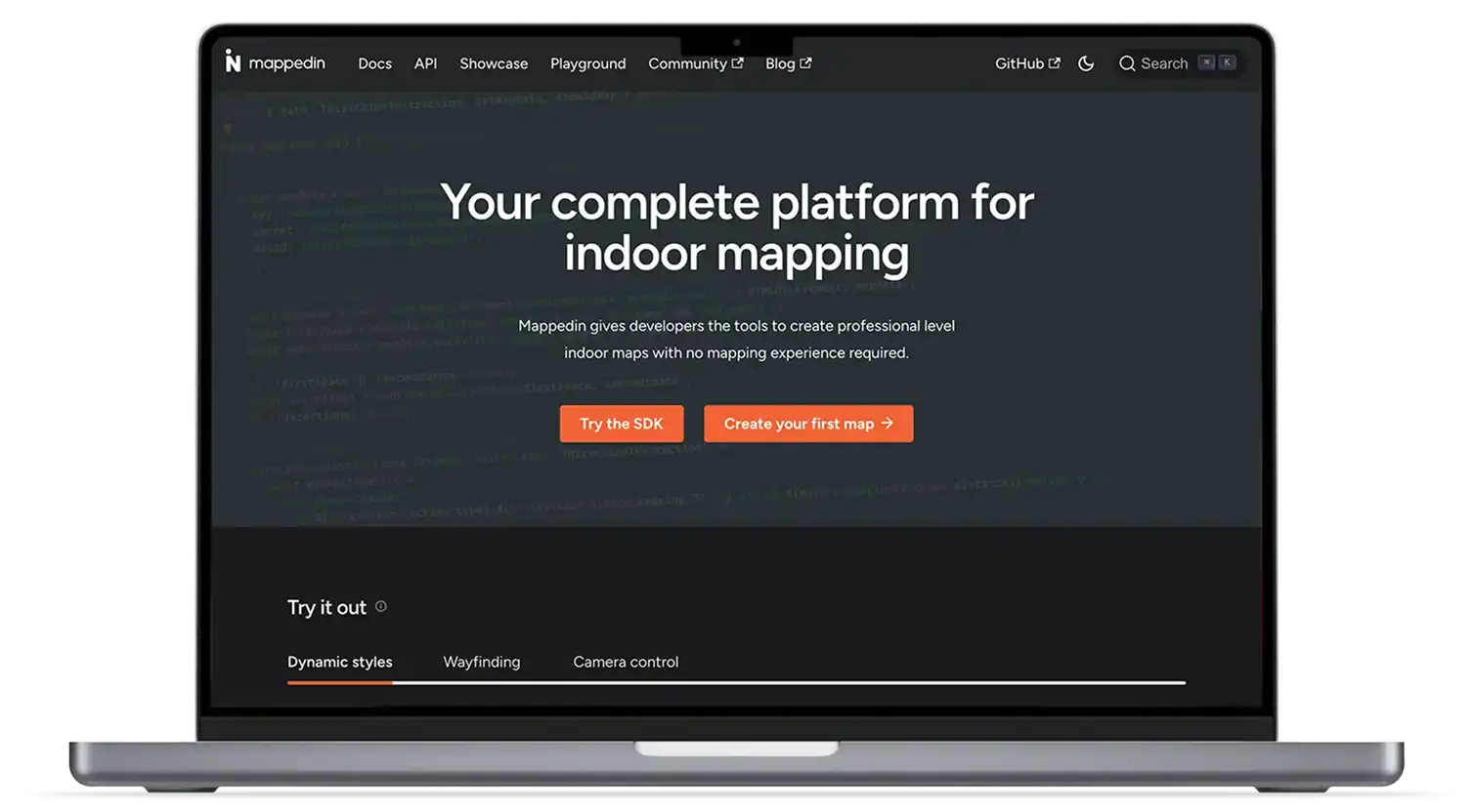 Mappedin dev portal on MacBook